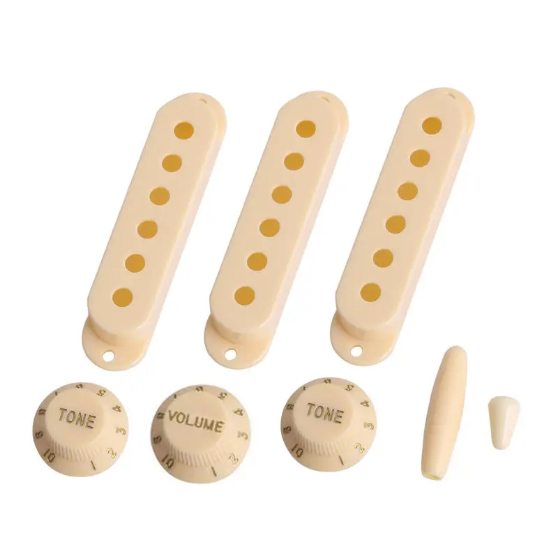 

New Electric Guitar Plastic Pickup Cover Volume Tone Knob Switch Tip Set for Strat