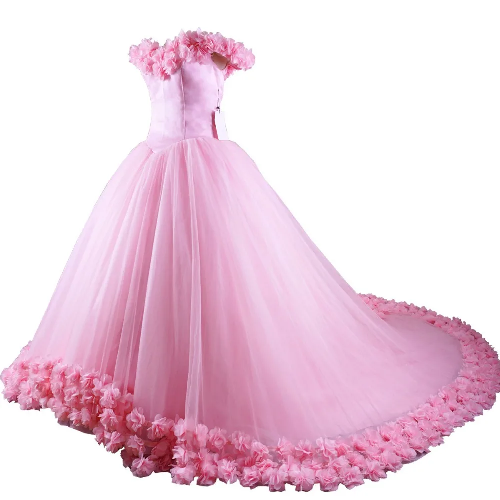 

Handmade Flounced Tulle Ball Gown Luxury Pink / Blue Wedding Dress formal Gowns vestidos de Festa