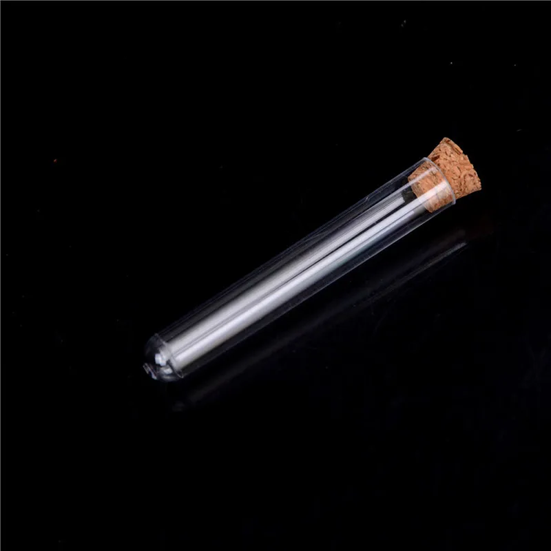 

50pcs/pack 16x100 mm Plastic Test Tube With Cork Stopper Clear Like Glass ,Lab Experiment Favor Gift