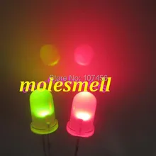 1000 шт., 5 мм Dual Bi Цвет Полар-флиса изменение красный/зеленый светодиод рассеянного светодиоды 2-контактный Led