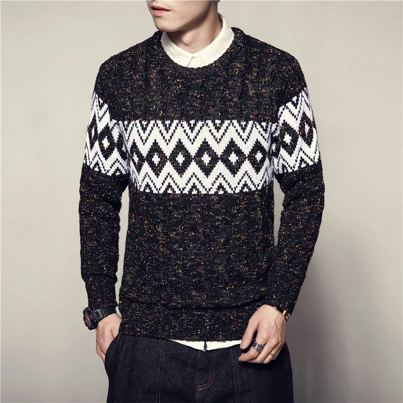 2017 Autumn Pullover font b Men b font font b Sweater b font O Neck Geometric