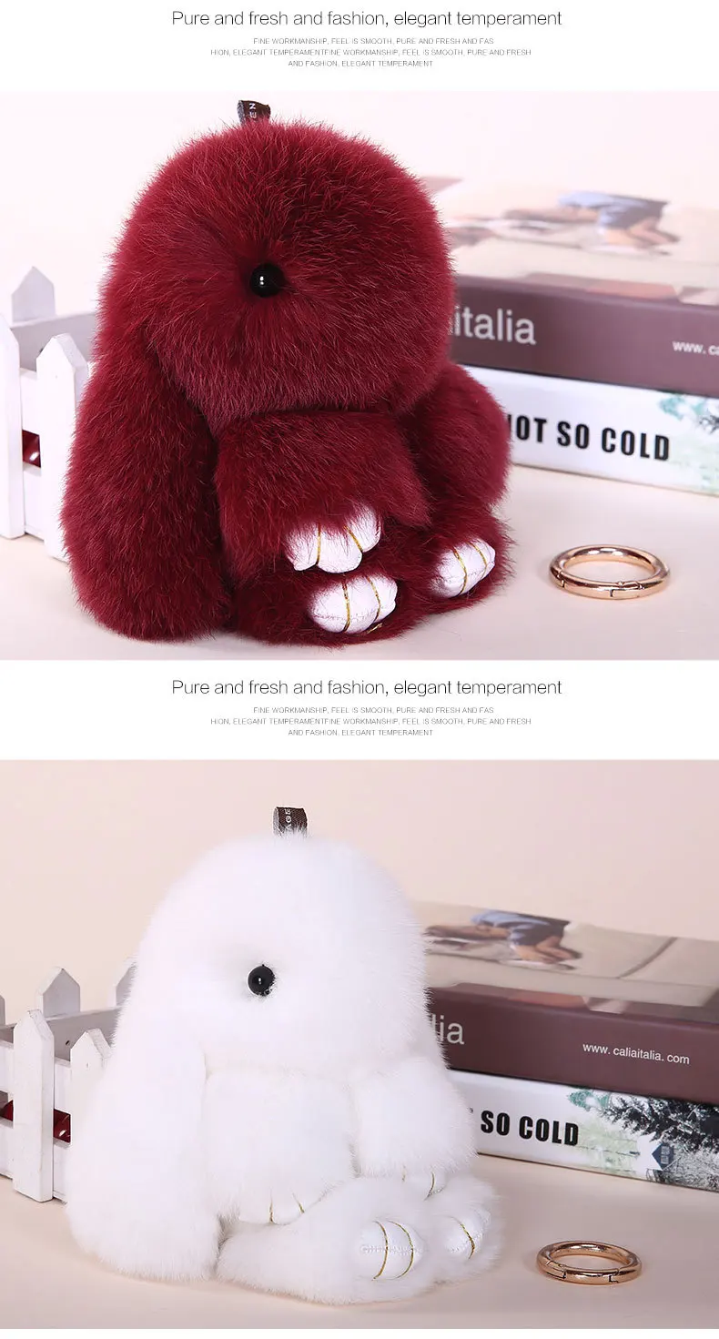 Winter Women's Cute Fluffy Furry Rabbit Fur Pom pom For Doll and Key Chain Ring Rex Poms For Bags and Pendants Accessories