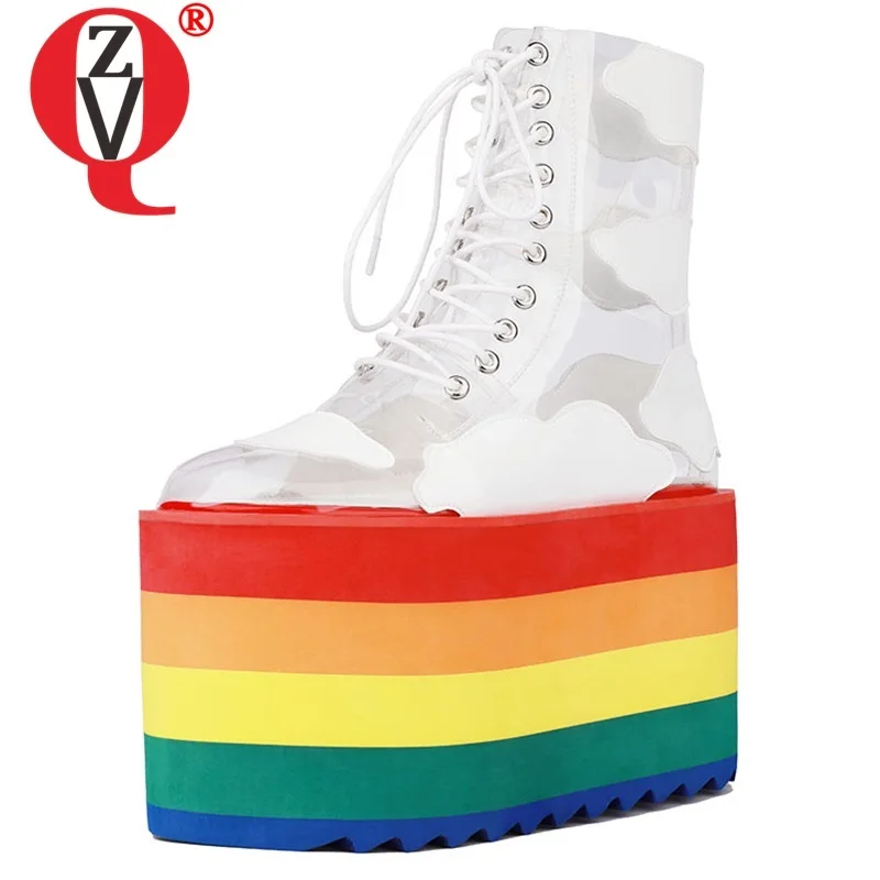 

ZVQ woman shoes 2019 summer spring new fashion sexy round toe mixed colors woman ankle boots outside super high heels shoes