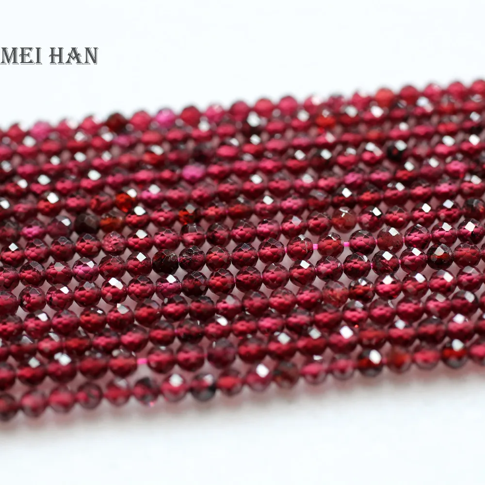 

Meihan Free shipping natural faceted garnet 2.2mm (10 strands/set) round loose beads stone for jewelry design DIY making