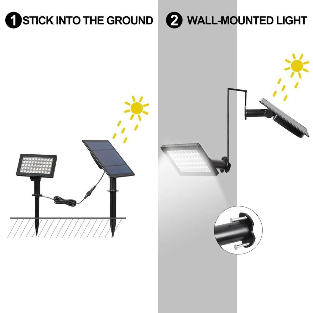 50 светодиодный солнечный Точечный светильник s прожектор светильник s отдельная солнечная панель садовая безопасность Пейзаж Настенный светильник лампа для сада, двора, гаража