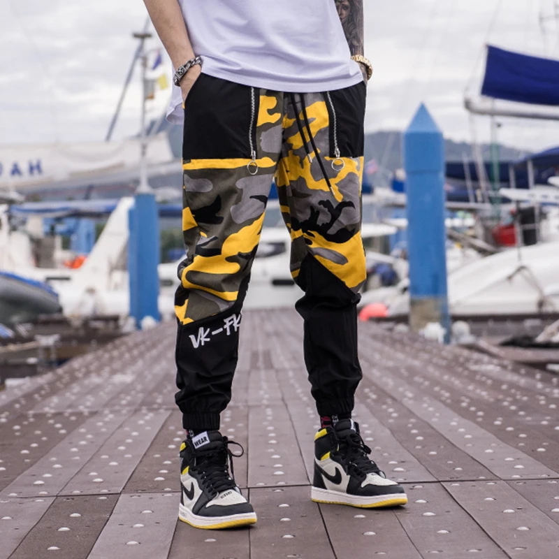 

Loose Fit Elastic Waist Cargo Camouflage Pants Street Ankle Banded Pants Large Pockets Casual Pants Fashion Cargo Pants US Size