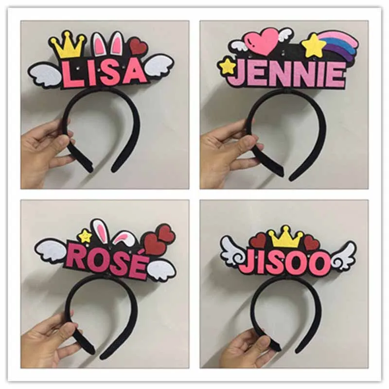 Подгонянная черная Розовая Повязка На Голову LISA Concert в том же стиле Дженни повязка на голову Корейская версия популярных ювелирных изделий