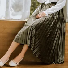 Новинка, юбки для женщин и девушек, Вельветовая длинная Плиссированная юбка средней длины, эластичная Однотонная юбка до середины голени, 4 цвета, сексуальная юбка с высокой талией