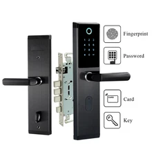 Digital Biometric Fingerprint Password Door Lock Keyless Smart Door Lock Fingerprint+Password+RFID Card+Key Unlocking 4 Ways english version big mortise black color samsung fingerprint digital door lock shs h705 fingerprint password key