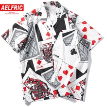 AELFRIC Kings Card, 3d принт, модные, короткий рукав, лето, Harajuku, рубашки, Новое поступление, хип-хоп, скейтборды, уличная рубашка