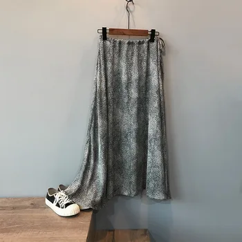 

Vintage Summer Leopard Print Skirts Women 2019 Autumn Long Elegant High Waist A-line Sun Skirt Female Y0313 High Quality Skirts