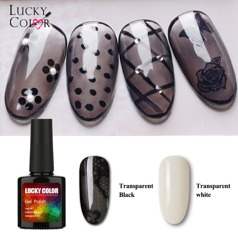 

Black White Transparent Gel Nail Polish UV High Quality Soak Off LED Gel Black Beauty Silk Stocking Nail Art Tools 10ml Varnish