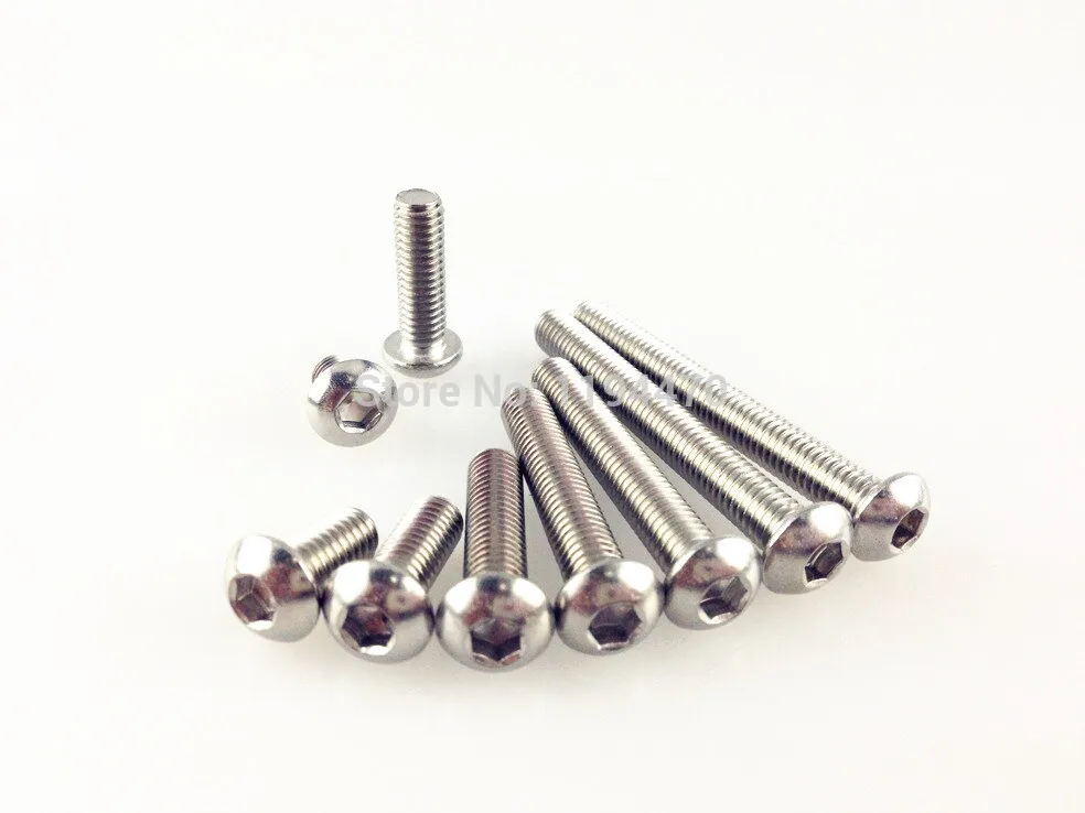 

100pcs/Lot Metric M3 304 Stainless Steel A2 Button Head Hex Socket Cap Screw Bolt ISO7380