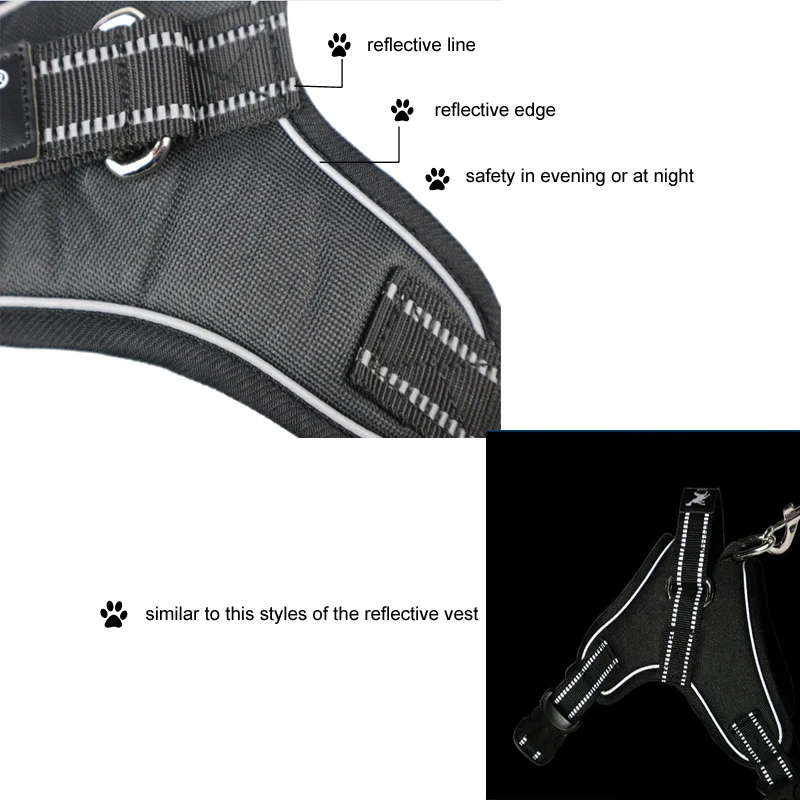 Жилет для собак с защитными светоотражающими дышащими домашними животными, жилет для собак без вытягивания, поводок для собак для маленьких, средних и больших собак