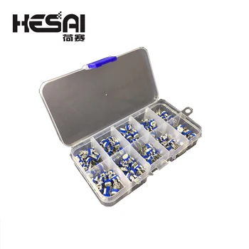 

100Pcs/Box RM065 Carbon Film Horizontal Trimpot Potentiometer Assortment Kit 10 Values Variable Resistor 500R - 1M