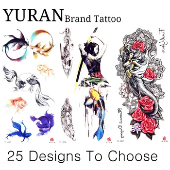 

Watercolor Drawing Temporary Tattoo Sticker Goldfish Waterproof Tattoo Ninja Women Girls Beauty Legs Hands Ear Feet Tatoos