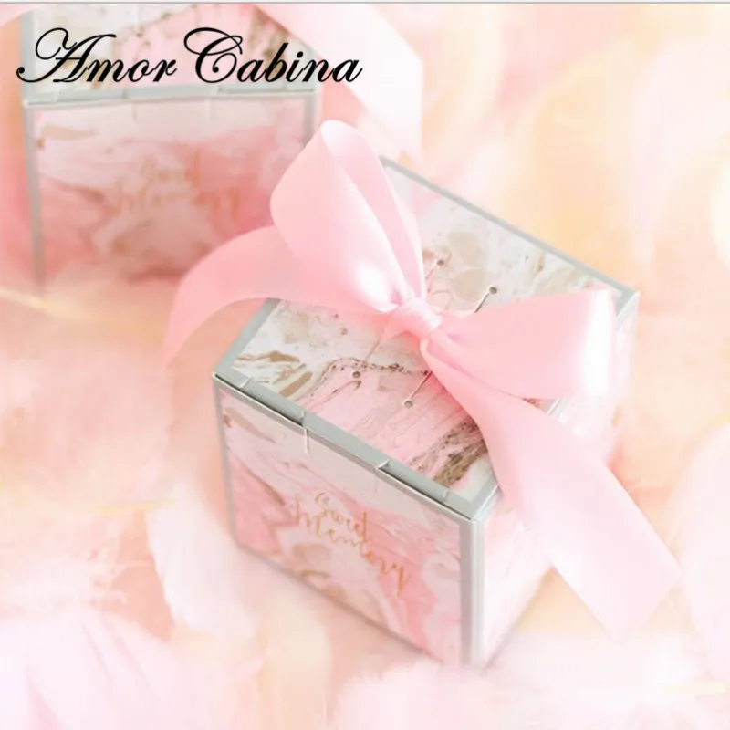 50 шт. Европейский Креативный розовый мраморный стиль квадратная коробка свадебный подарок сумка коробка шоколадных конфет для подарочных коробок на свадебную вечеринку