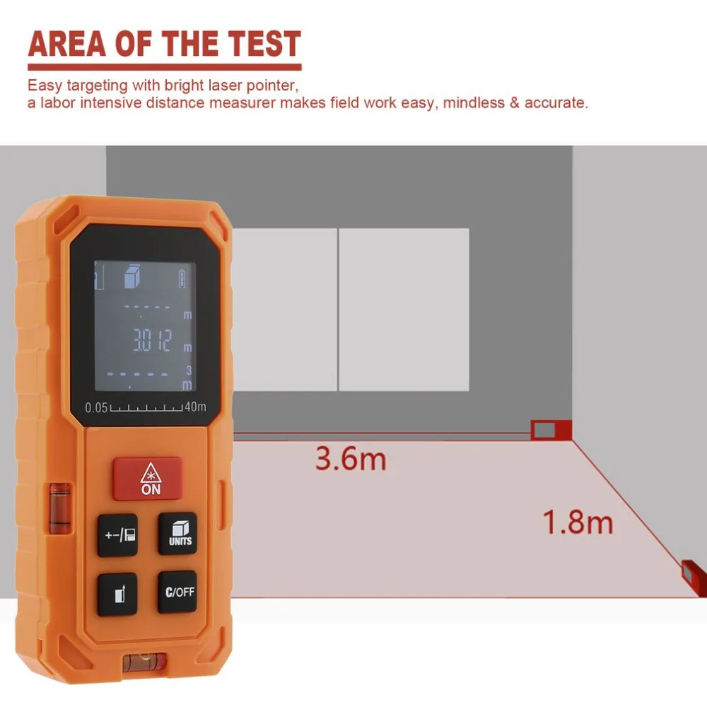 Портативный лазерный дальномер портативный цифровой лазерный дальномер с ЖК-дисплей подсветки Профессиональный инструмент для измерения