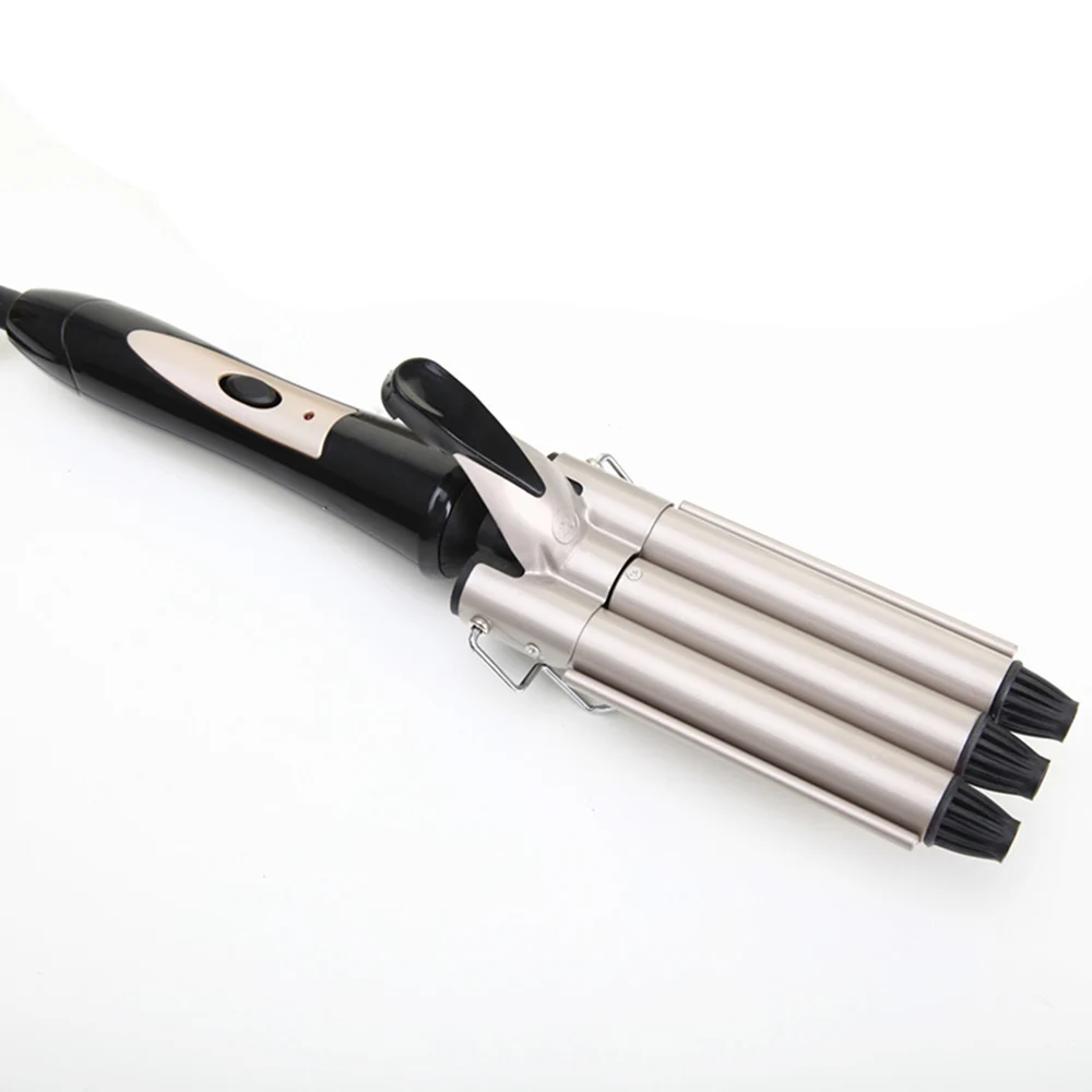 

Voltage 110-240 - V Three Pipe Joint Ceramic Triple Barrel Curling Deep Curler Hair Waver Eu Plug