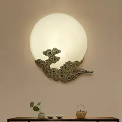 Творческий современный китайский Луна с облаком светодиодный настенный светильник для Гостиная Спальня отель рядом свет коридор