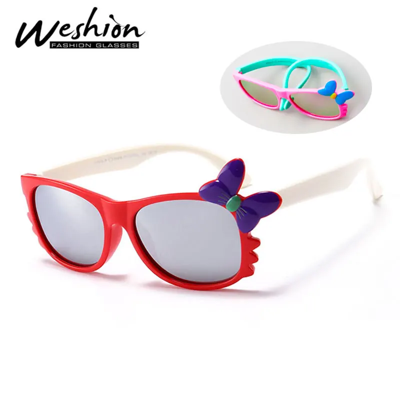 Квадратный лук очки Детские Дети поляризованные солнцезащитные очки Винтаж с героями мультфильмов для девочек гибкий Брендовые спортивные очки UV400 Óculos