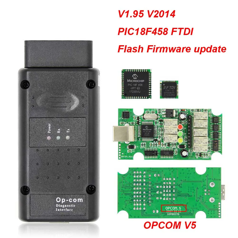 OPCOM V5 1,99 1,95 1,70 2014V PIC18F458 FTDI Op com V5 флэш-обновление прошивки OBD 2 OBD2 сканер Авто диагностический инструмент автоматического кабель - Цвет: V1.95