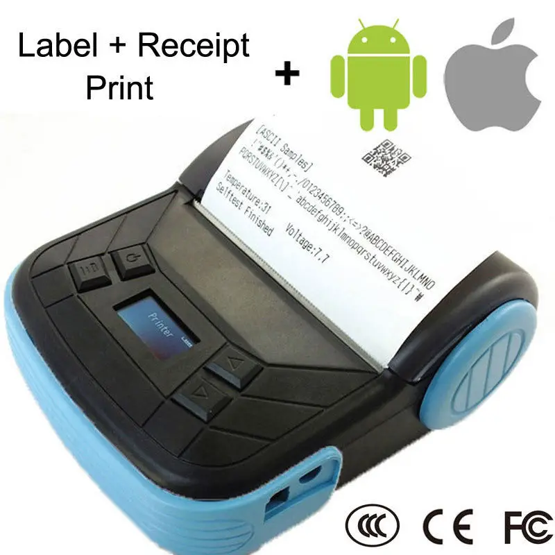 Portable Bluetooth Wireless 80mm Label Barcode Thermal POS Receipt Printer w/Cover for IOS