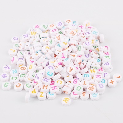 Round Flat Alphabet /Letter Acrylic Spacer Beads 10 Colors size 7mm For fashion jewelry DIY Bracelet Necklace