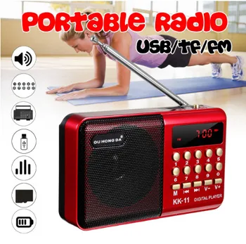 

Mini Portable Radio Handheld Digital FM USB TF MP3 Player Speaker Rechargeable