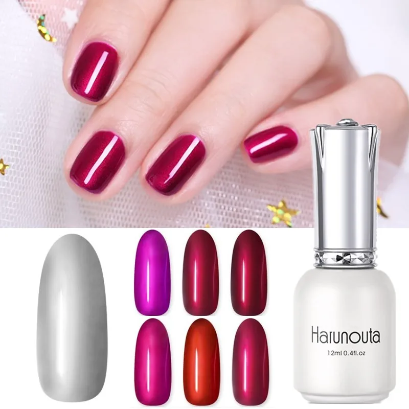 

12ml Mirror Glitter Gel Nail Polish Soak Off UV Gel Bright Titanium Rosy Red Gel Lacquer Manicure Varnish Silver Base Needed