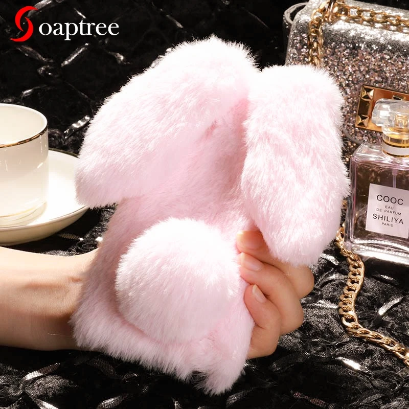 

Luxury Warm Rabbit Fur Cases For Samsung Galaxy S10 Case Cute Furry Soft TPU Case For Samsung Galaxy S 10 smartphone Cover bags