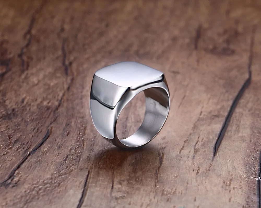 Classic Mens Rings Stainless Steel Band Biker Signet Style Ring Men Polished Fashion Jewelry bague  anel masculino Gold Silver Black 16