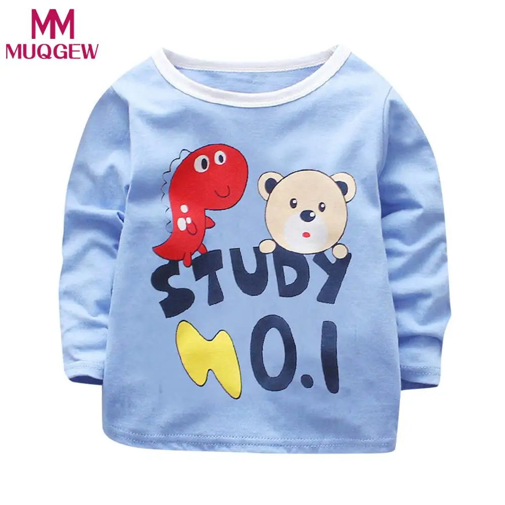 

MUQGEW Toddler Kid Boys Girl Clothes Dinosaur Letter Print Long Sleeves T-shirt Top Baby Clothing Vetement Enfant Fille Chemise