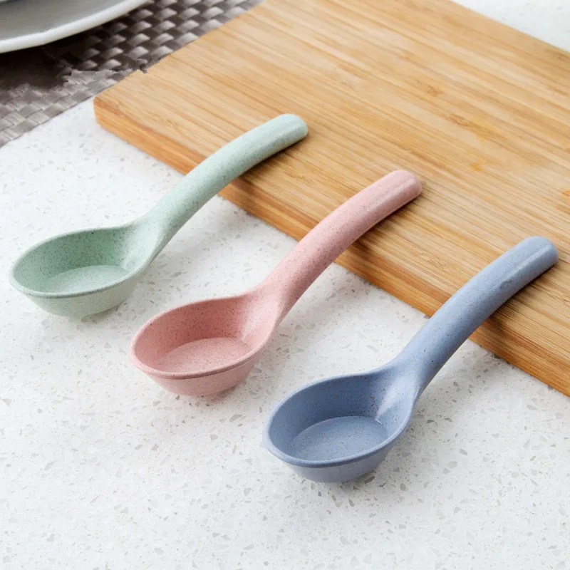 

1pc Wheat Straw Small Spoon Creative Kitchen Cutlery Chinese Stirring Spoon Rice Spoon
