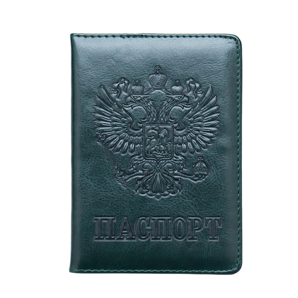 Русский билет Обложка для паспорта искусственная кожа Обложка для паспорта двуглавый орел эмблема путешествия билет держатели карт - Цвет: Зеленый