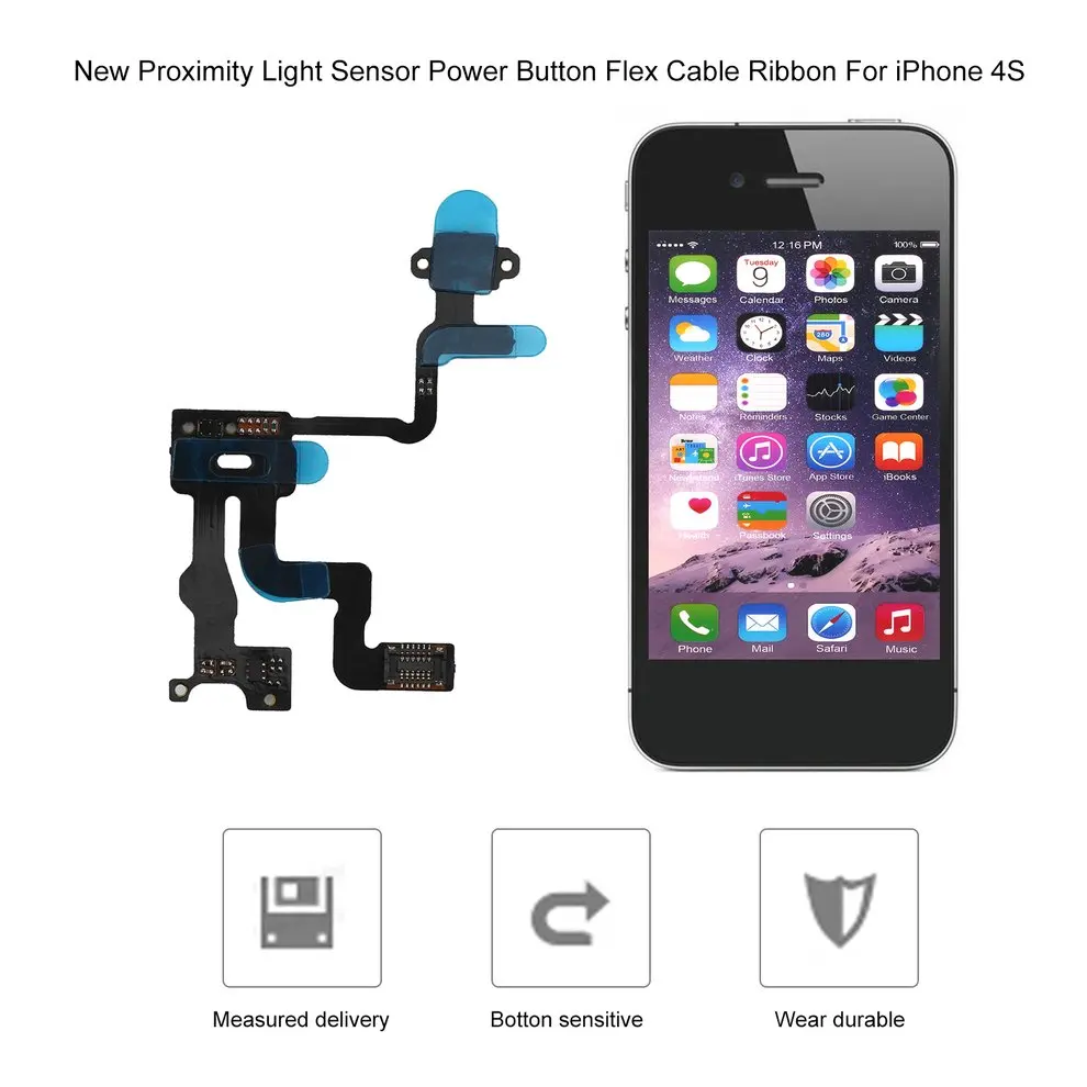 

10Pcs New Proximity Light Sensor Power Button Flex Cable Ribbon For iPhone 4S Mobile Phone Flex Accessories Parts
