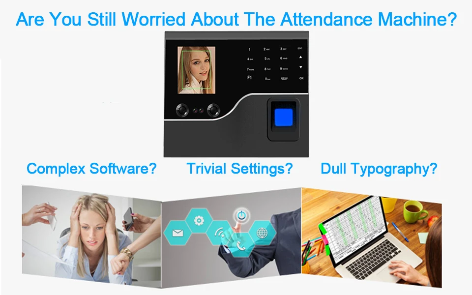 OULET Biometric Face Recognition Fingerprint Time Attendance System TCPIP USB Access Control System Clock Recorder Employees