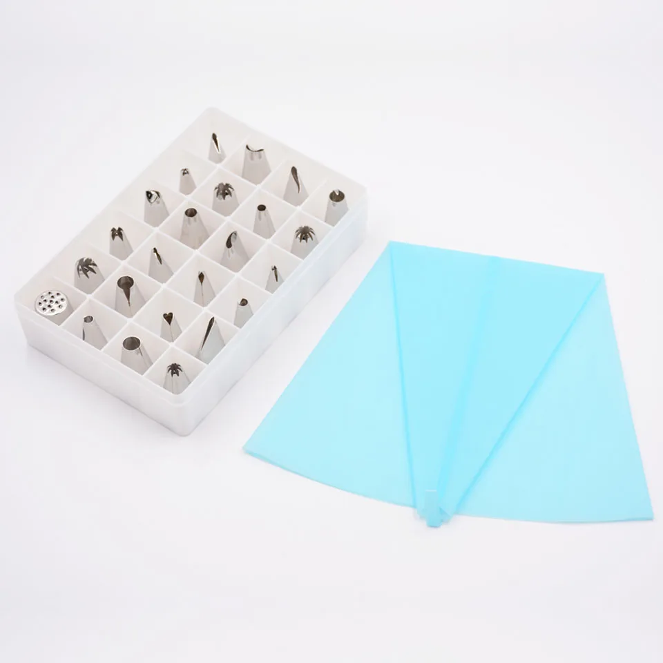 Baking Tools Silicone Nozzles for Cream 24PCS Stainless Steel Nozzle+One Pastry Bag Cake Decorating Tips set 2