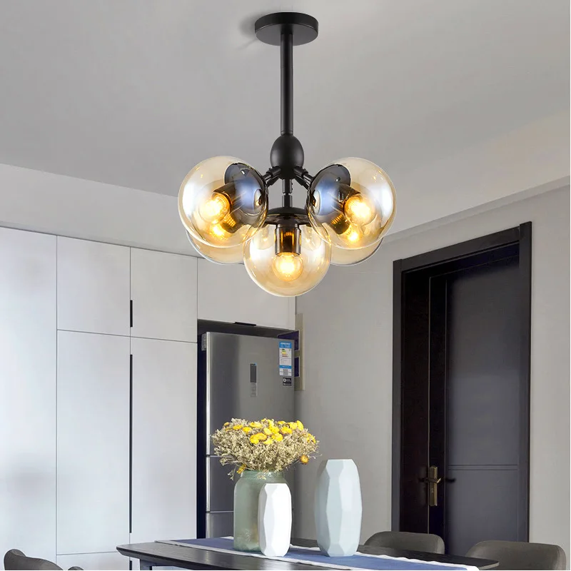 Preise Loft Minimalistischen Kronleuchter Die Bohnenstange LED Retro Lampen Kunst Dekoration Lichter E27 Industrielle Glas Kronleuchter Für Restaurant