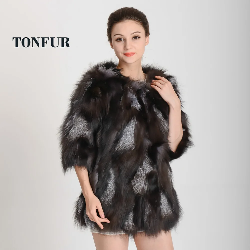 

EMS/DHL Free Shipping New Fashion Women Real Natural Fox Fur Long Coat Jacket for Winter Warm Coat FP335
