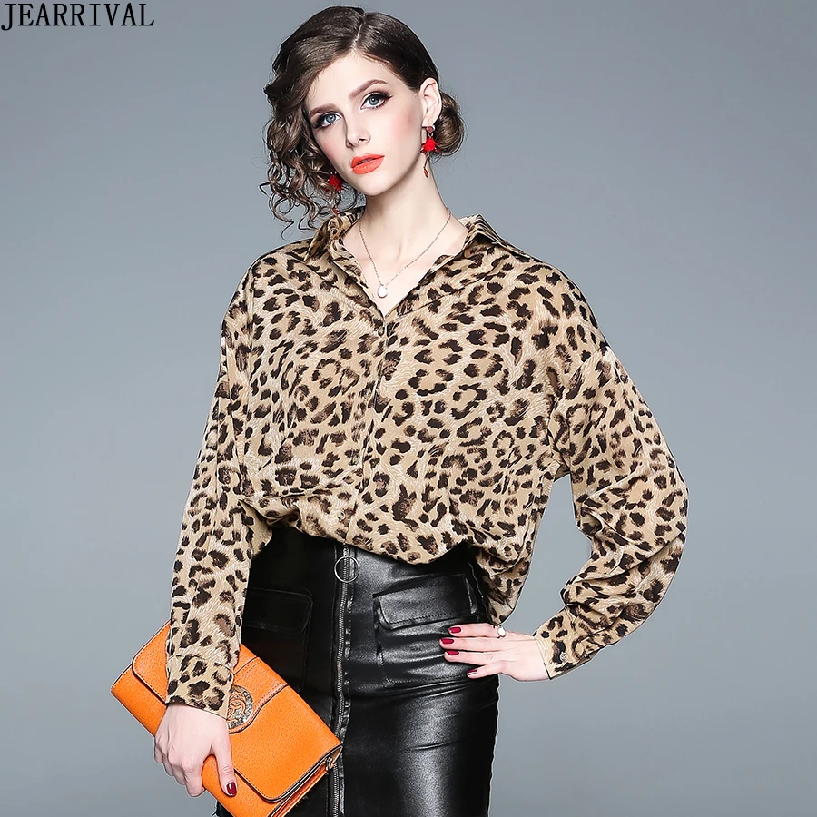 Batwing Sleeve Leopard Chiffon Shirt 2022 New Spring Women Casual Loose Blouse Elegant Work Office Ladies Tops Blusas Femininas