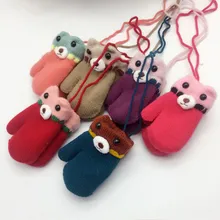 Милые однотонные перчатки с помпонами для маленьких девочек и мальчиков, зимние теплые перчатки, уплотненная эффектная верхняя одежда, перчатки для детей, handschoene