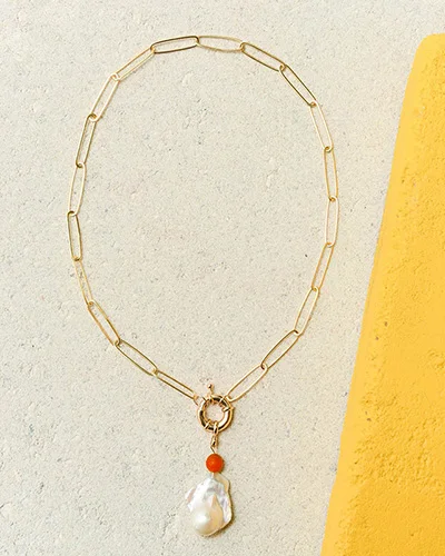 Женское тревожное ожерелье, жёлтое ожерелье из бисера Howlite, пресноводное жемчужное ожерелье GELA - Окраска металла: necklace 5