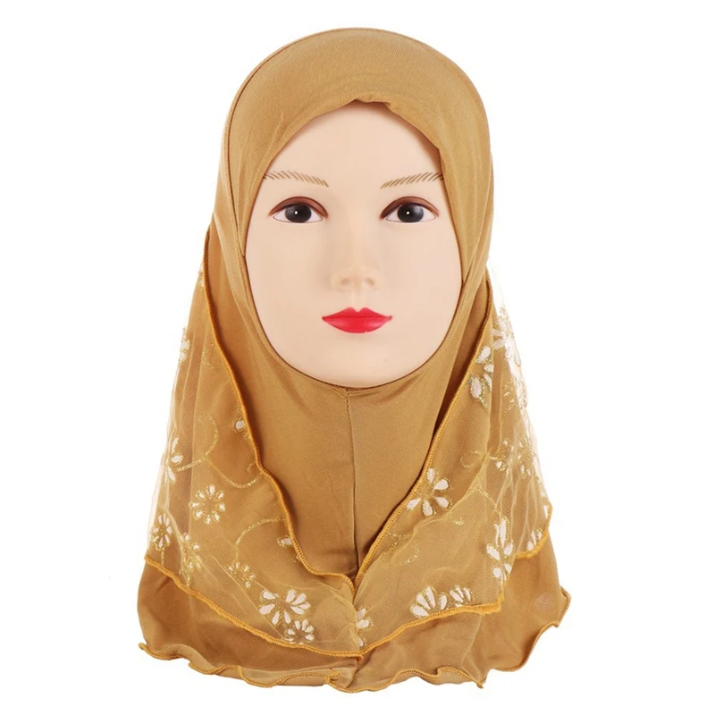 Мусульманский красивый хиджаб для девочек, исламский шарф в арабском стиле, шали с цветочным узором - Цвет: KK