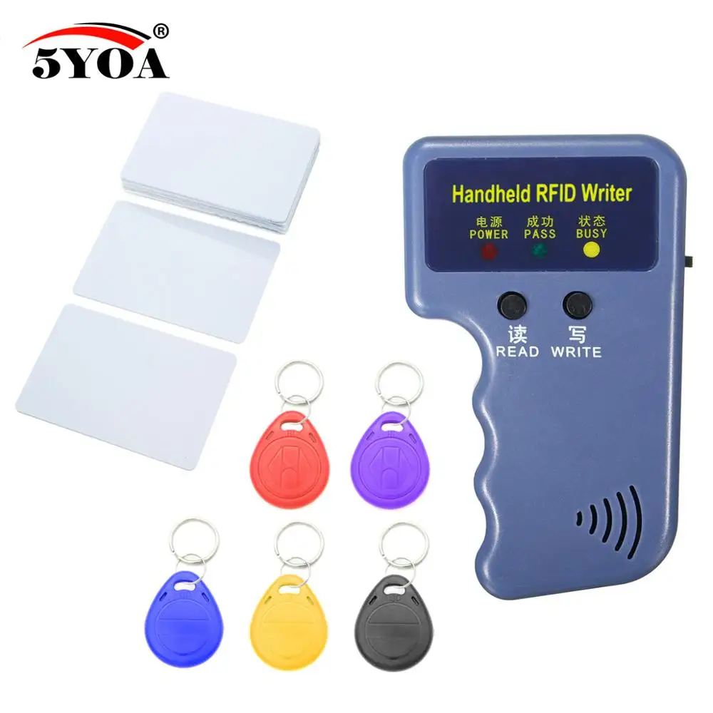 with 5Keys and 5Card Ручной 125 кГц RFID Дубликатор Копиры писатель программист читатель+ 6 клавиш+ 6 шт. карты EM4305 T5577 перезаписываемый ID брелки теги карта - Цвет: with 5Keys and 5Card