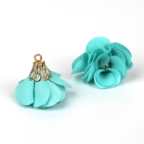 16 цветов маленькая жемчужина бусины Пряжка факел золотой колокольчик застежки цветок кисточка подвесной кулон для брелка аксессуары для одежды - Цвет: Turquoise