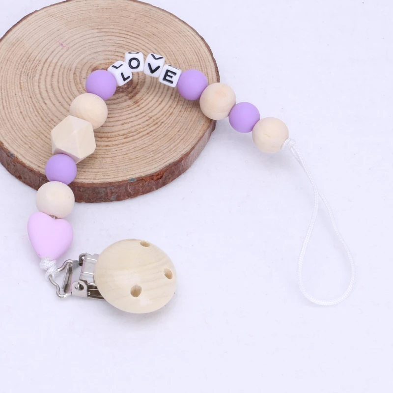 Wood Nipple Holder For Dummy Feeding Lovely Baby Pacifier Chain Nipple Soother anti-lost stroller chain