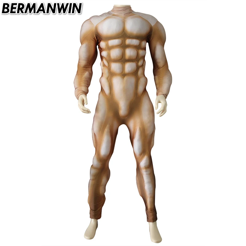 

BERMANWIN High Quality Muscle Suit Fullbody Spandex Zentai yellow Suit With Muscle Padding Hero Based Muscle Cosplay Costume
