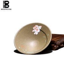 50cc Аутентичные Исин фиолетовый глина Чай чашки офис Посуда для напитков ручная роспись Лотос узор сырой руды Дуань грязи Zisha Чай чашки отправлен друзей