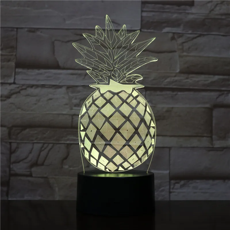 Pineapple Night Light LED 7 Color 3D Optical Illusion Lamp for Bedroom